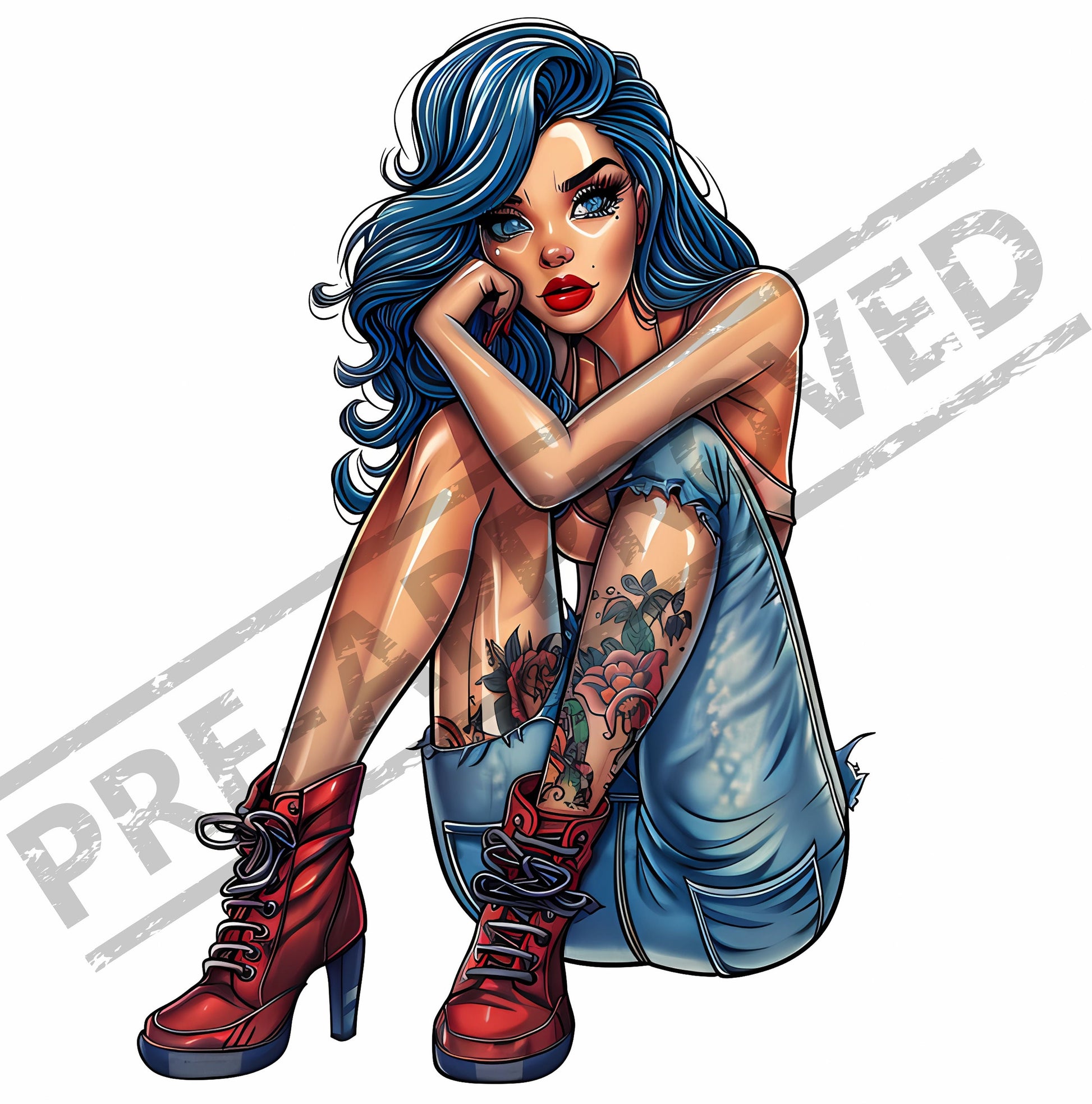 Pin-Up Girl New School Tattoo Design [ Digital Download ] - Bridgetown Artistry