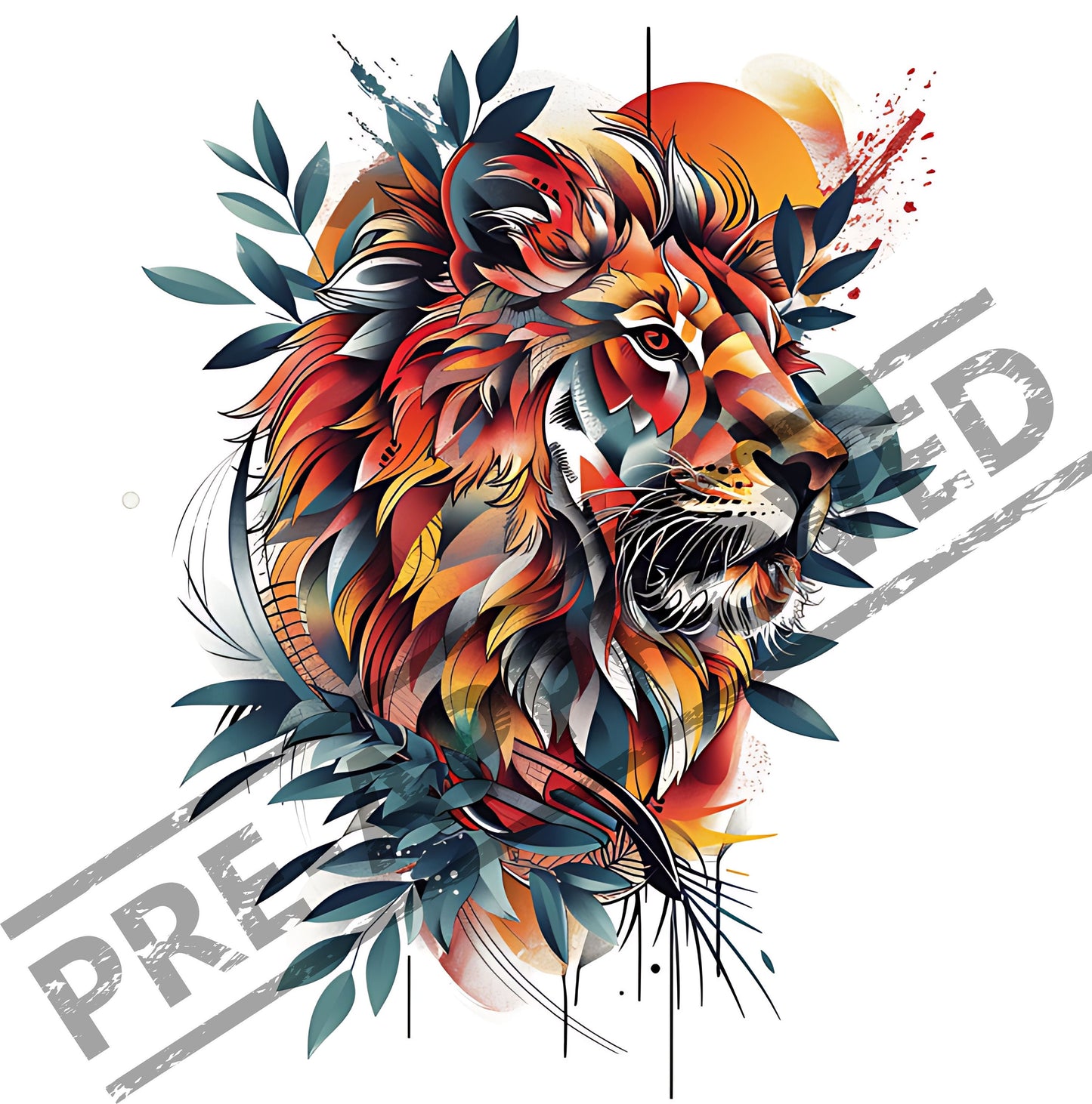 Lion New School Tattoo Design [ Digital Download ] - Bridgetown Artistry