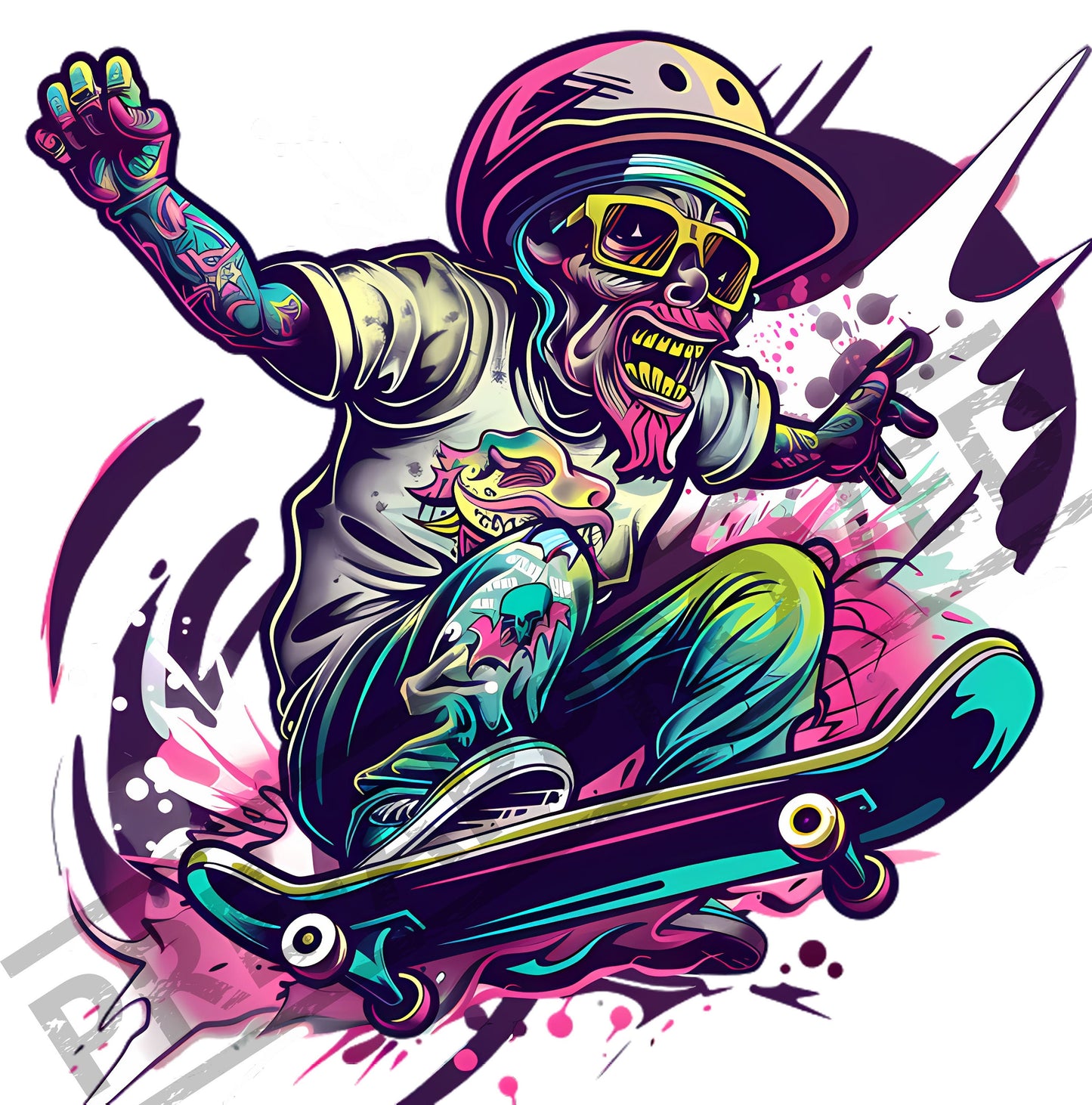 Skateboarder New School Tattoo Design [ Digital Download ]