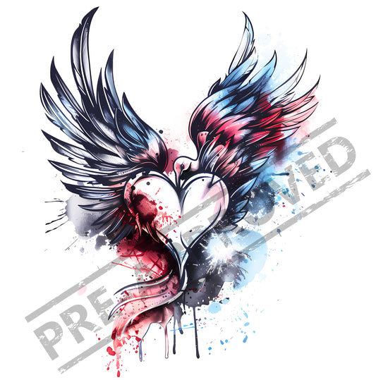 Heart & Wings  Watercolor Tattoo Design [ Digital Download ]