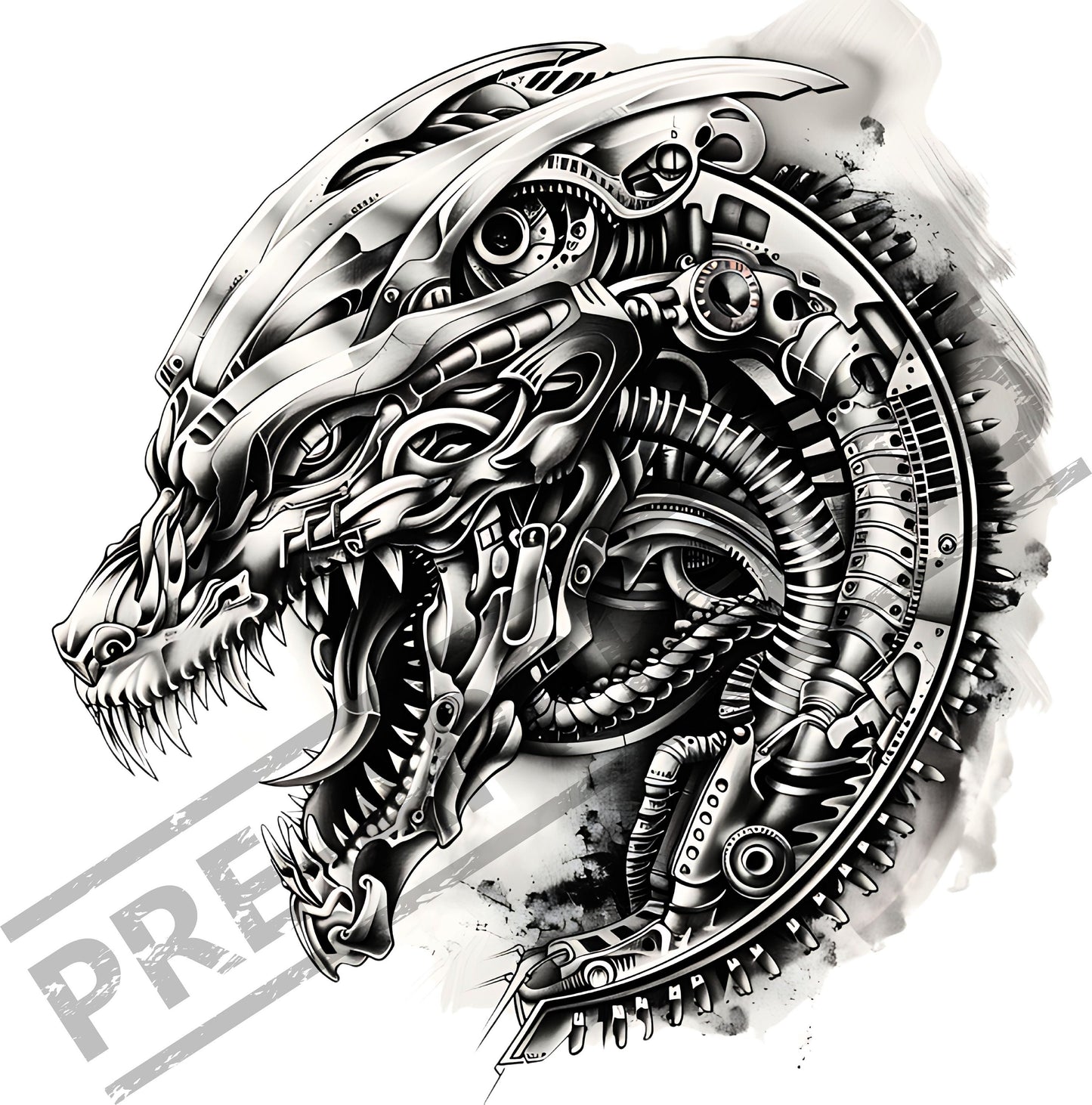 Dragon Mechanical Tattoo Design  [ Digital Download ]