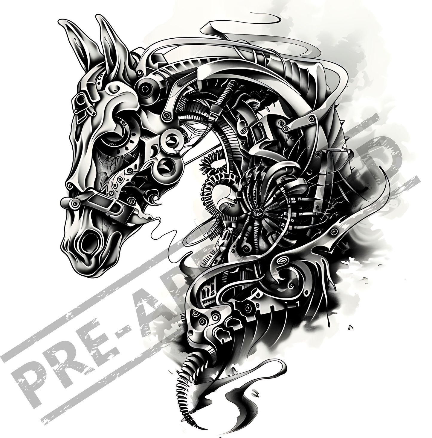 Horse  Mechanical Tattoo Design  [ Digital Download ]