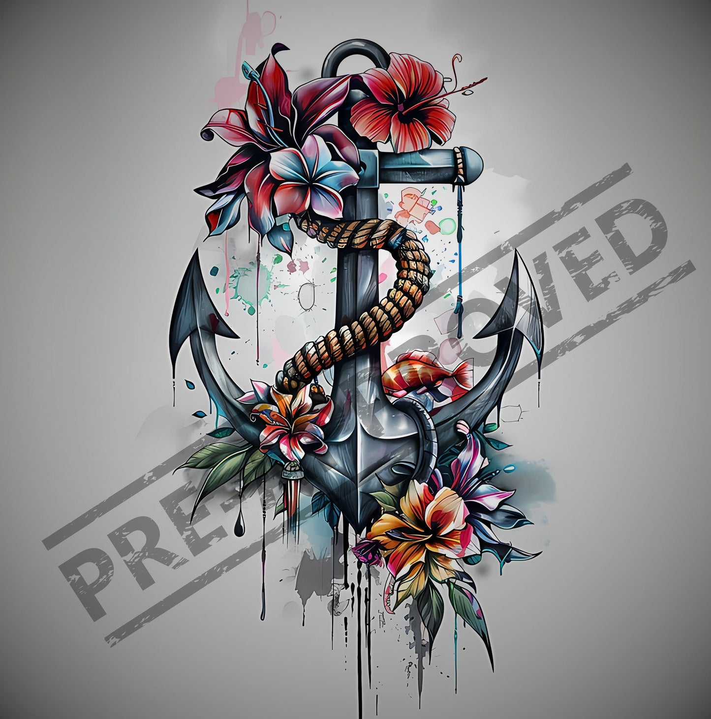 Anchor & Flowers Tattoo Design [ Digital Download ] - Bridgetown Artistry