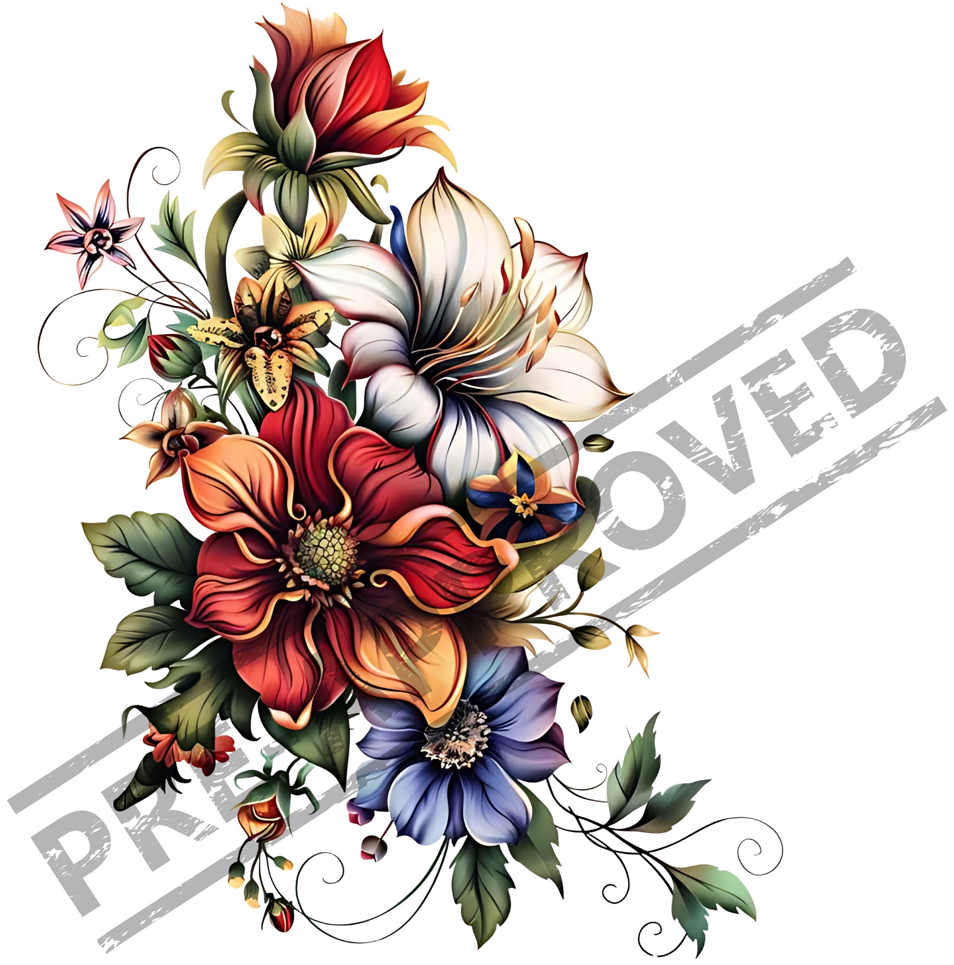 Flowers Tattoo Design  [ Digital Download ] - Bridgetown Artistry