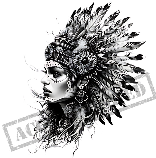 Indian Woman Tattoo Design [ Digital Download ] - Bridgetown Artistry