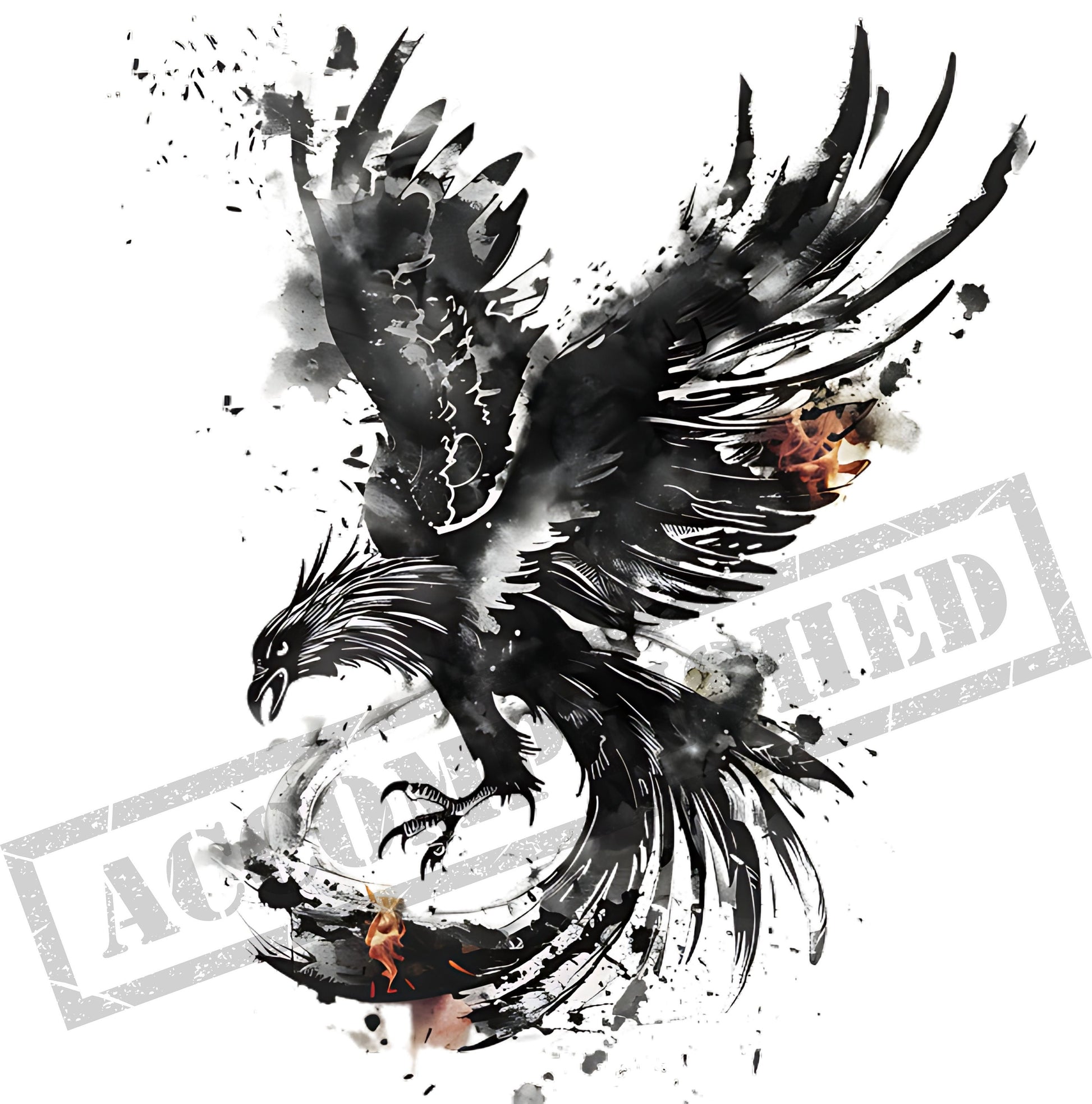 Phoenix Tattoo Design | High Resolution 4K | Canvas Art | Printable SVG Templates | PNG | T-Shirt Decal | Clip Art | Illustration - Bridgetown Artistry