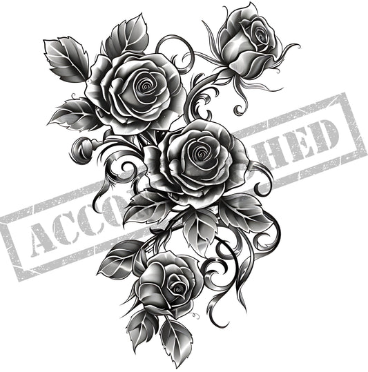 Roses and Vines Tattoo Design [ Digital Download ]