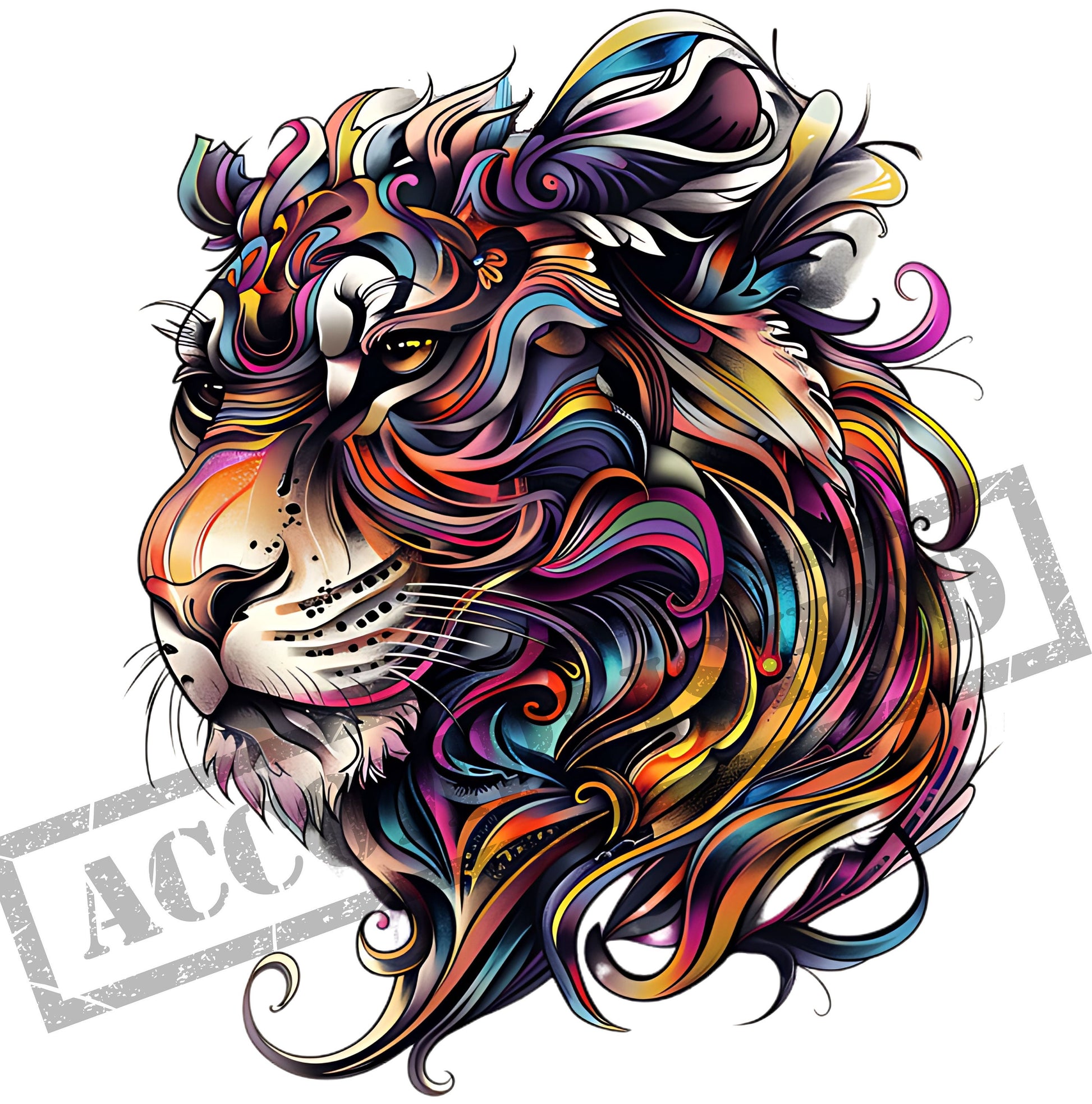 Lion New School Tattoo Design Style [ Digital Download ] - Bridgetown Artistry