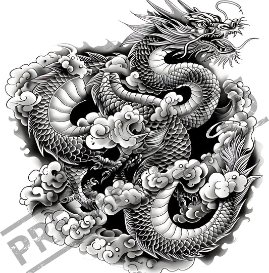 Dragon Tattoo Design Japanese Style Artwork [ Digital Download ] - Bridgetown Artistry