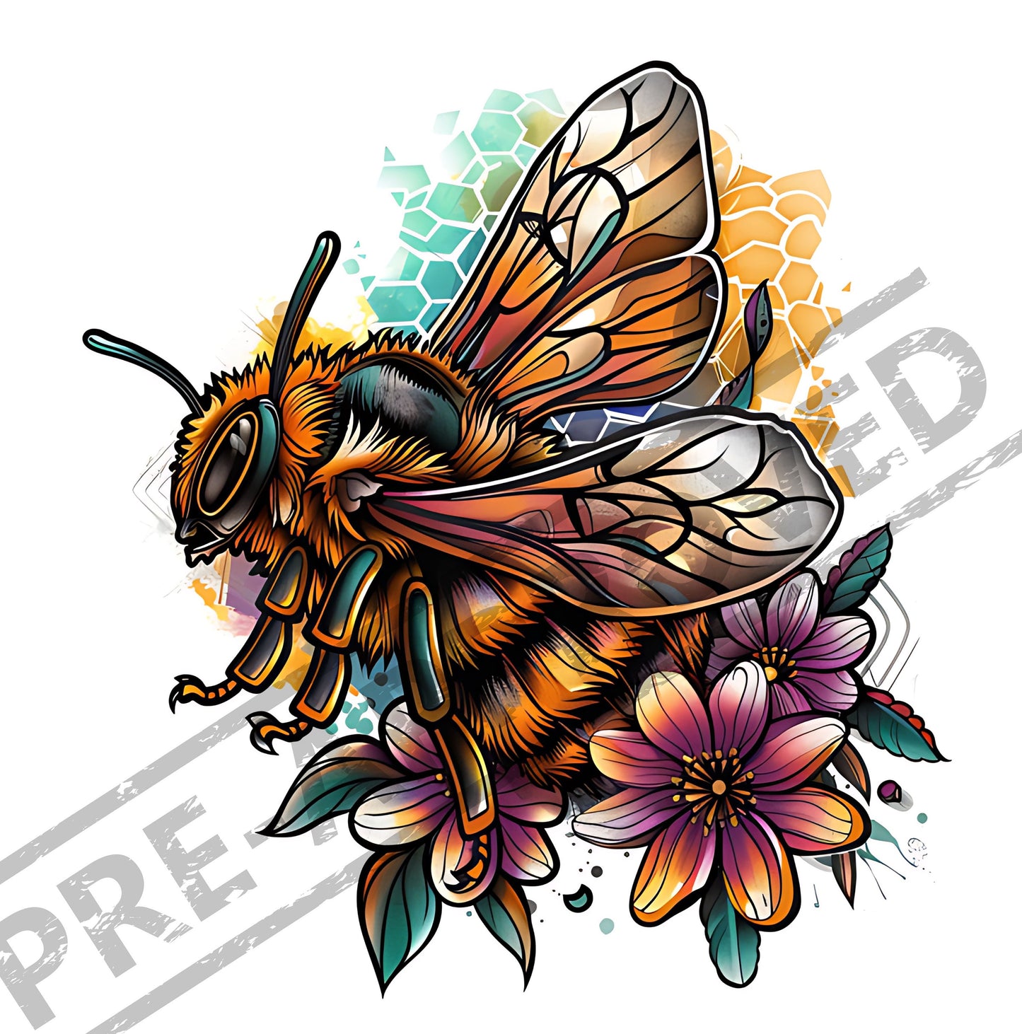 Bee New School Tattoo Design [ Digital Download ] - Bridgetown Artistry