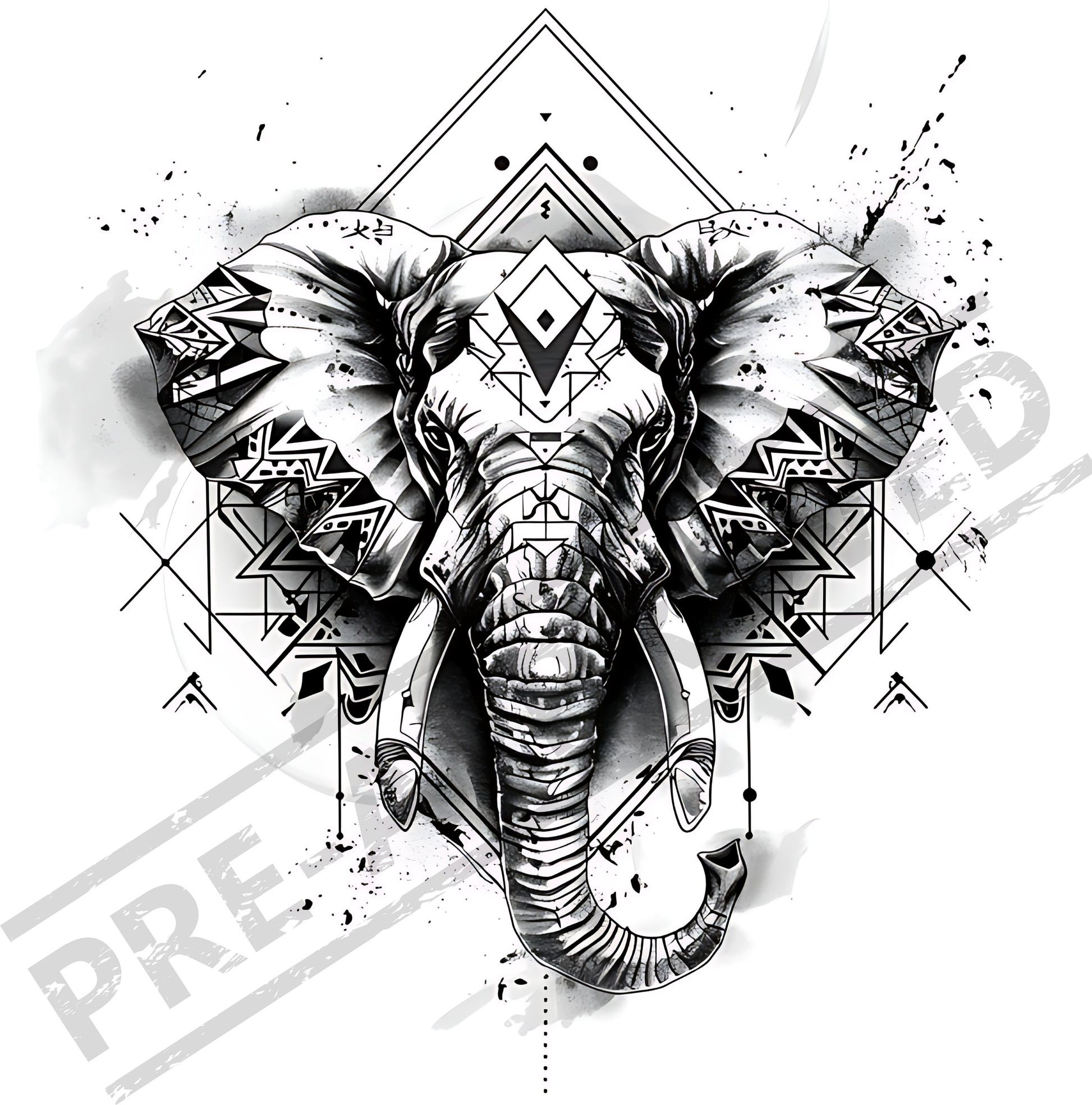 Elephant Geometric Tattoo Design [ Digital Download ] - Bridgetown Artistry