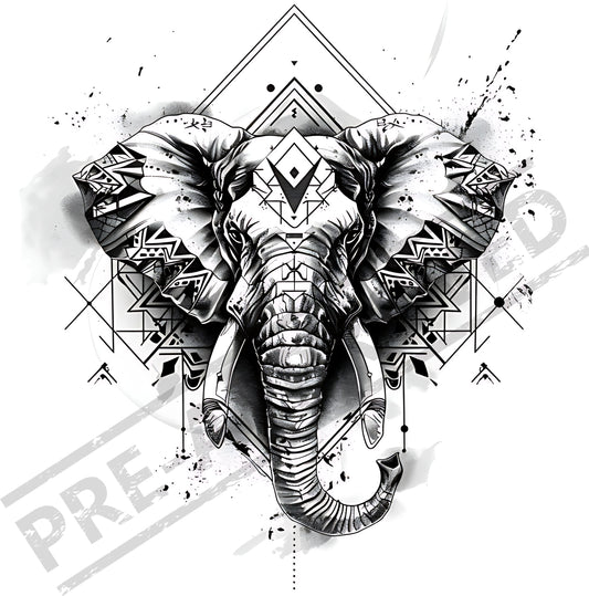 Elephant Geometric Tattoo Design [ Digital Download ] - Bridgetown Artistry