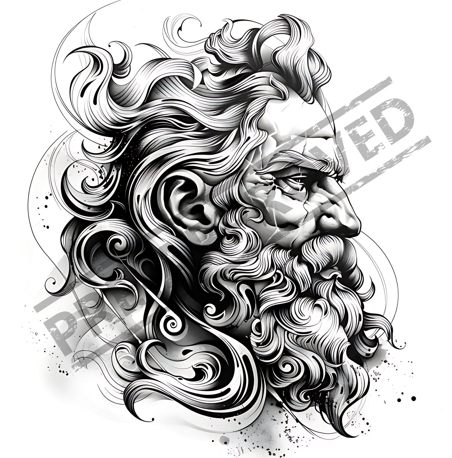 Zeus Tattoo Design [ Digital Download ] Greek God