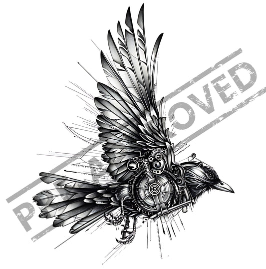 Raven Mechanical Tattoo Design[ Digital Download ]