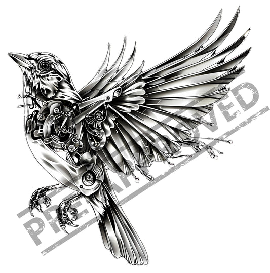 Bird Mechanical Tattoo Design [ Digital Download ]