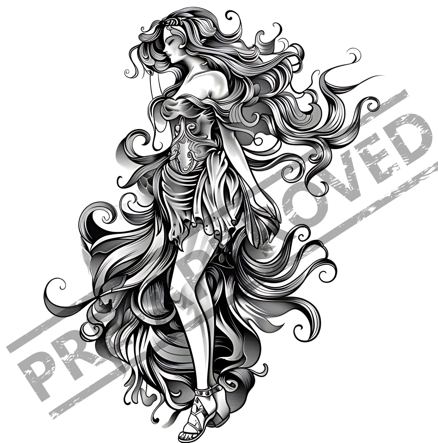 Greek Goddess Aphrodite Tattoo Design [ Digital Download ]