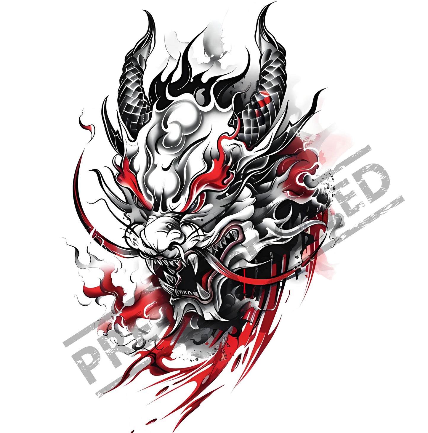 Masked Oni Japanese Tattoo Design [ Digital Download ]