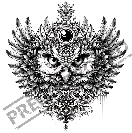 Owl Geometric Tattoo Design [ Digital Download ]