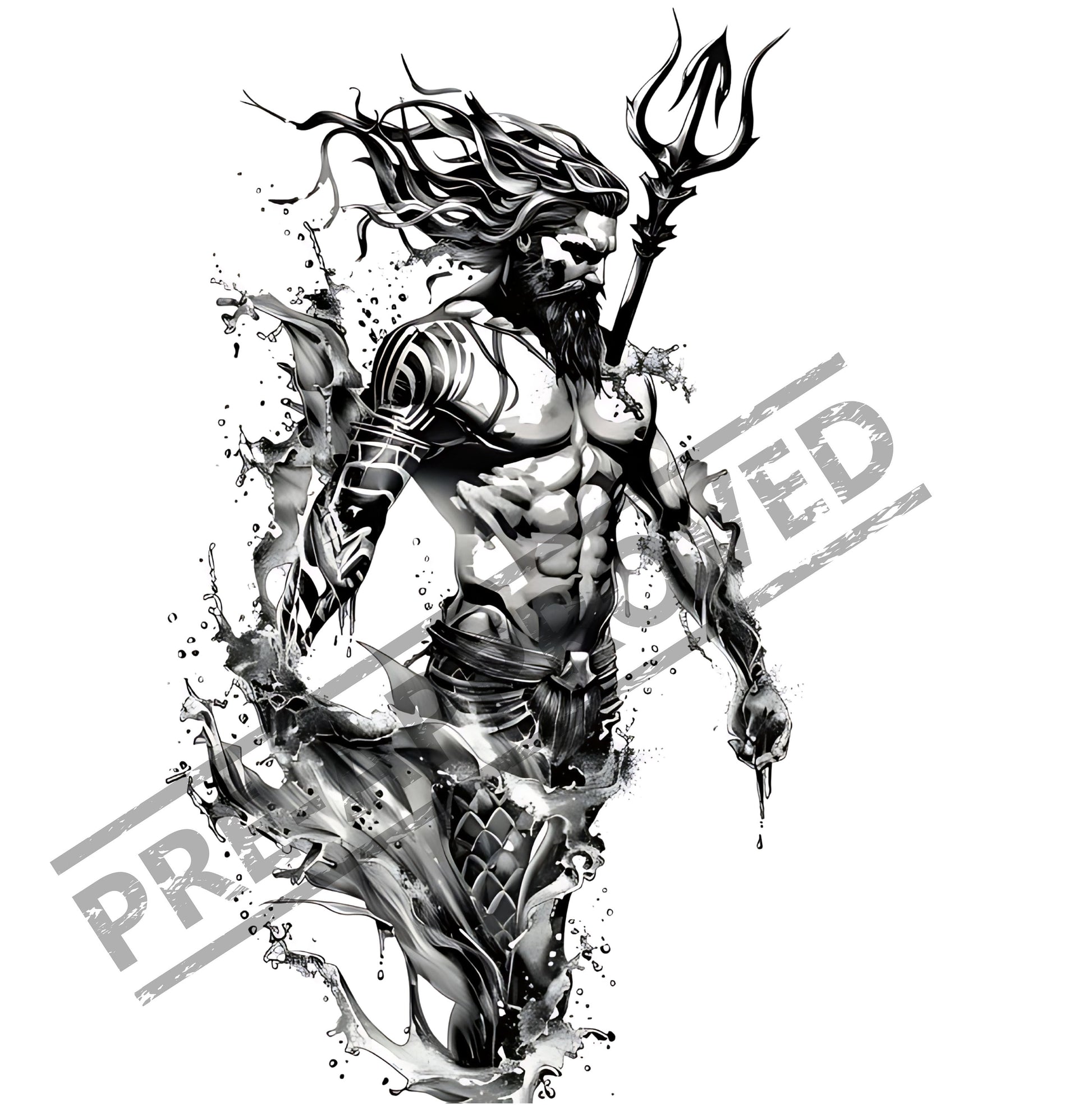 Poseidon Tattoo Design [ Digital Download ] - Bridgetown Artistry