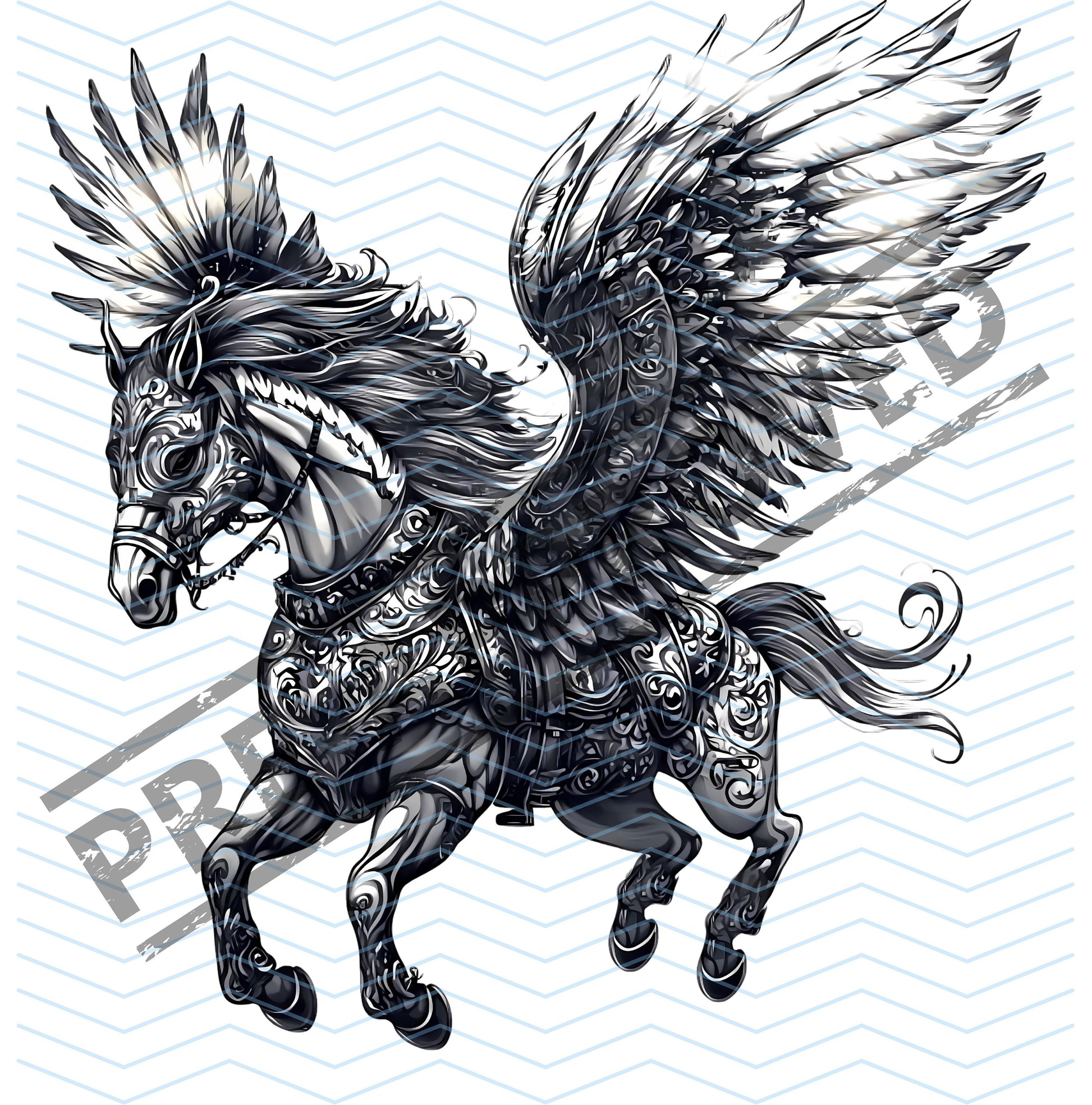 Pegasus Tattoo Design  [ Digital Download ] - Bridgetown Artistry