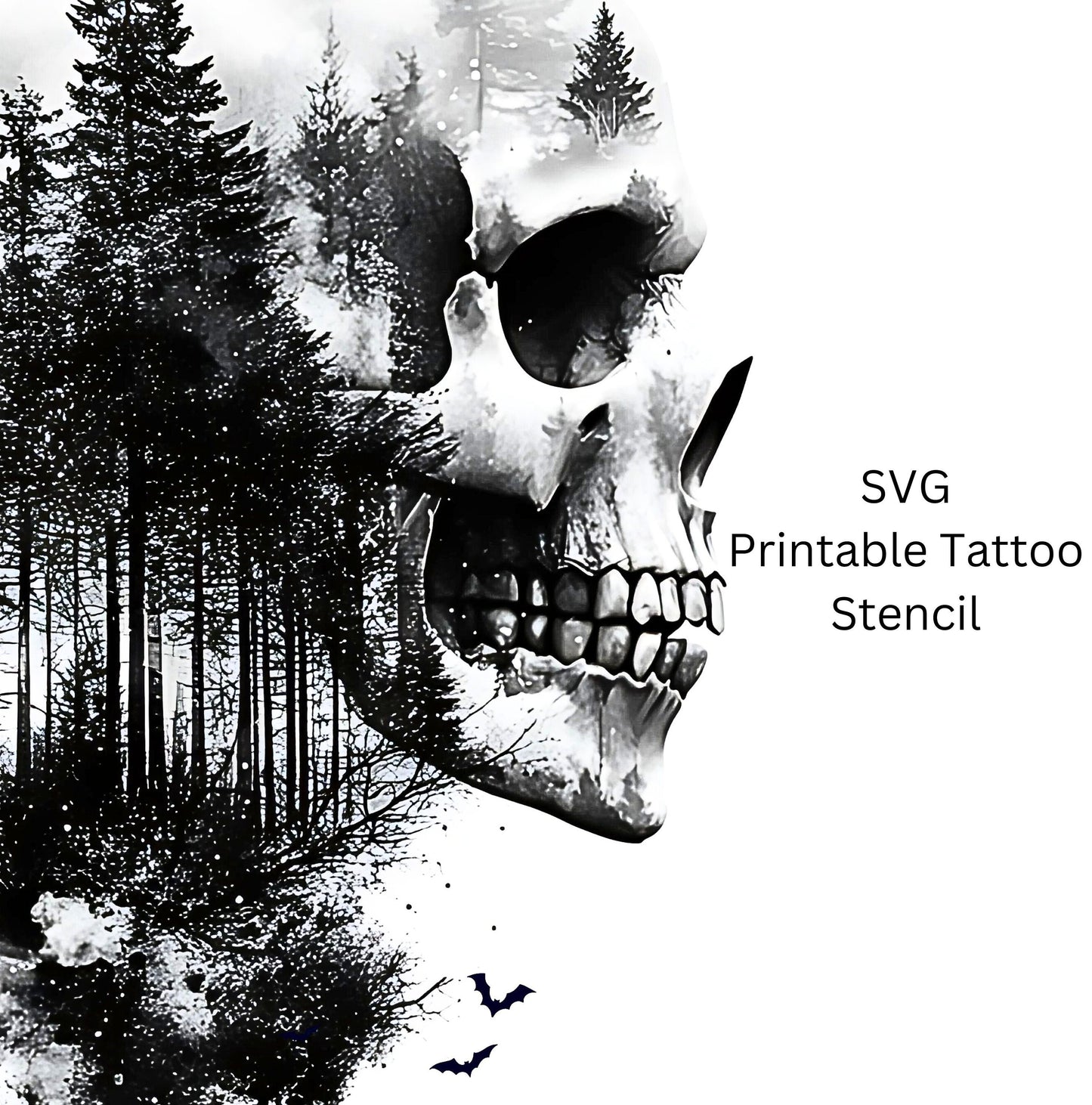 Skull & Nature Tattoo Design [ Digital Download ]