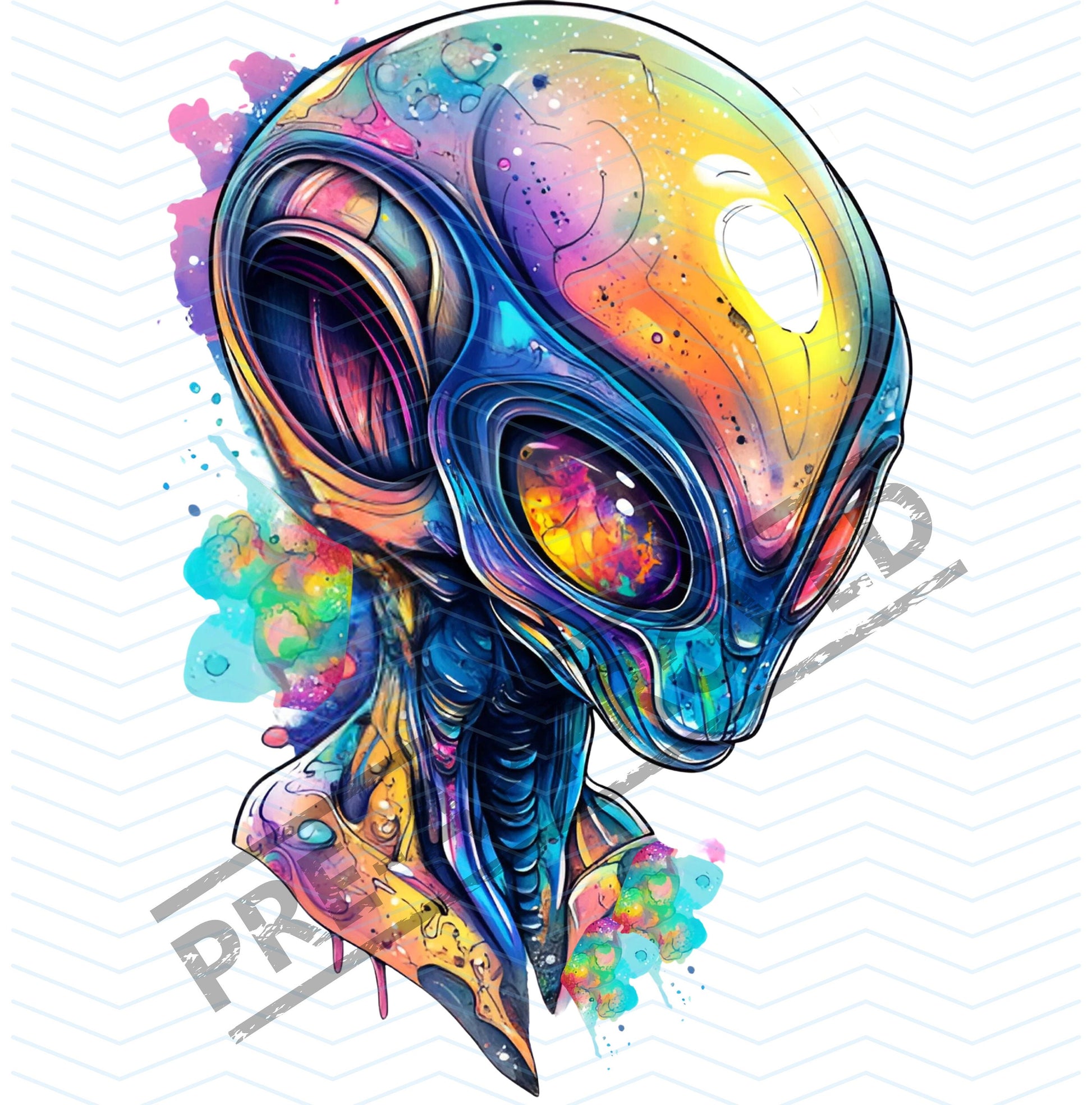 Alien Tattoo Design New School Style [ Digital Download ] - Bridgetown Artistry