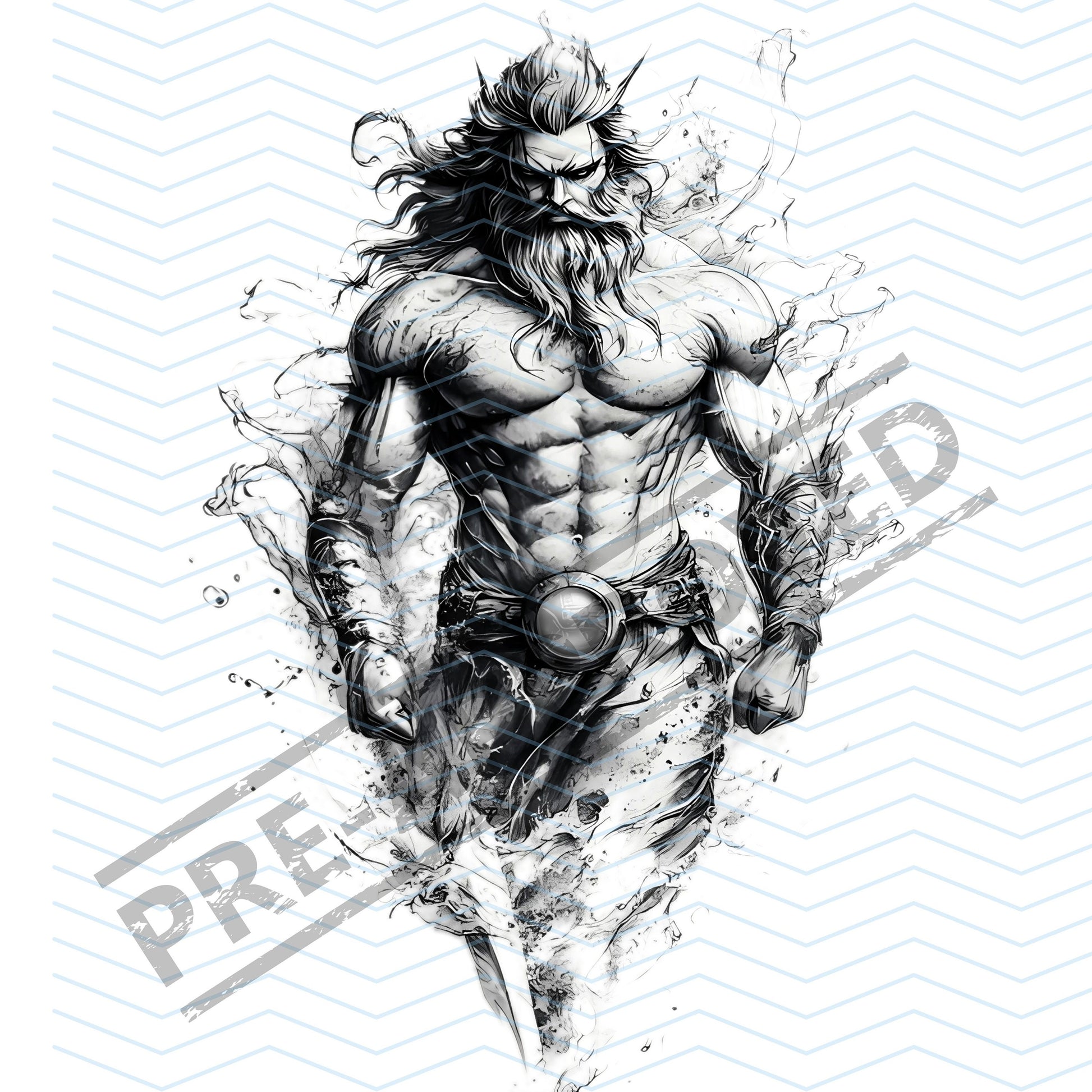 Poseidon Tattoo Design  [ Digital Download ] - Bridgetown Artistry