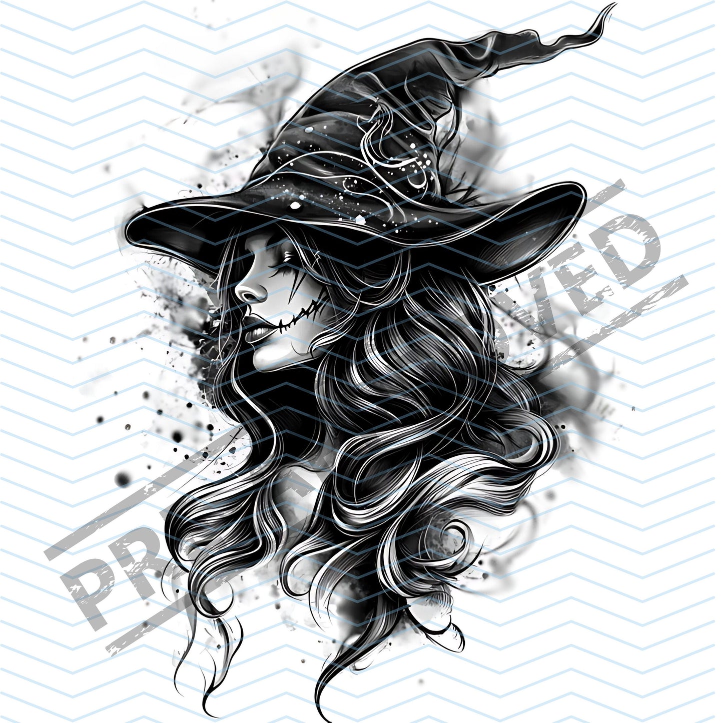 Witch Tattoo Design  [ Digital Download ] - Bridgetown Artistry