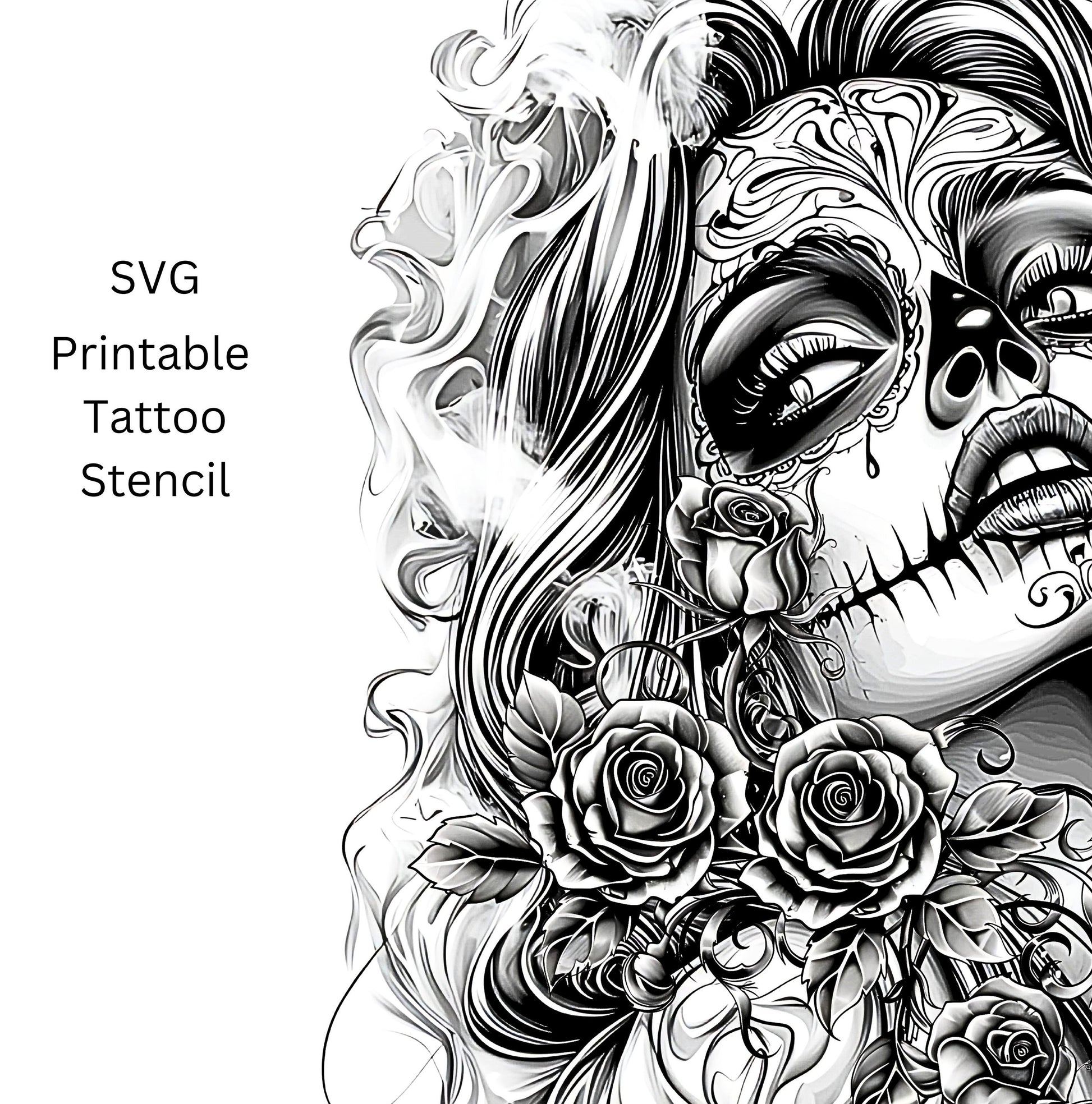 Woman Day Of The Dead Tattoo Design [ Digital Download ] - Bridgetown Artistry