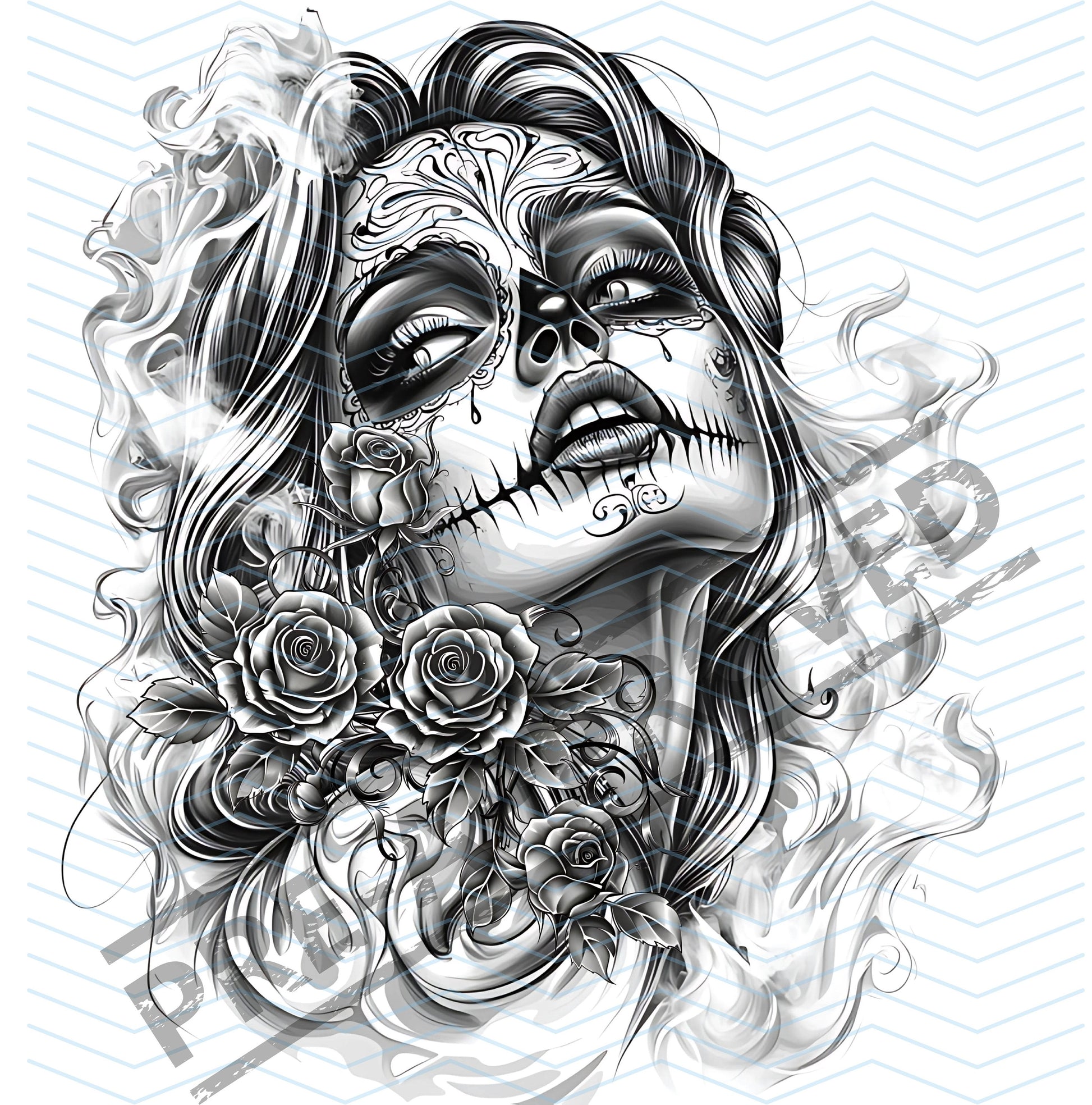 Woman Day Of The Dead Tattoo Design [ Digital Download ] - Bridgetown Artistry