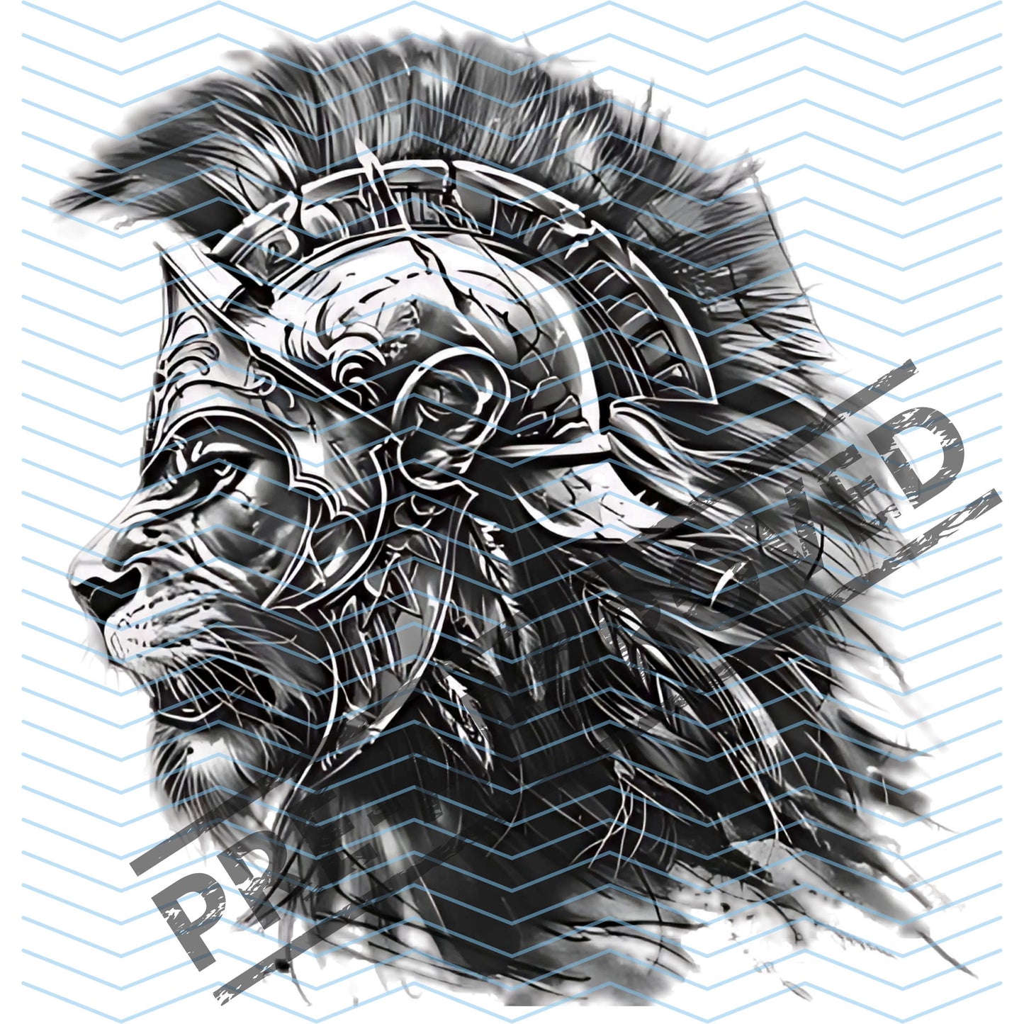 Lion Head Roman Helmet Tattoo Design [ Digital Download ] - Bridgetown Artistry