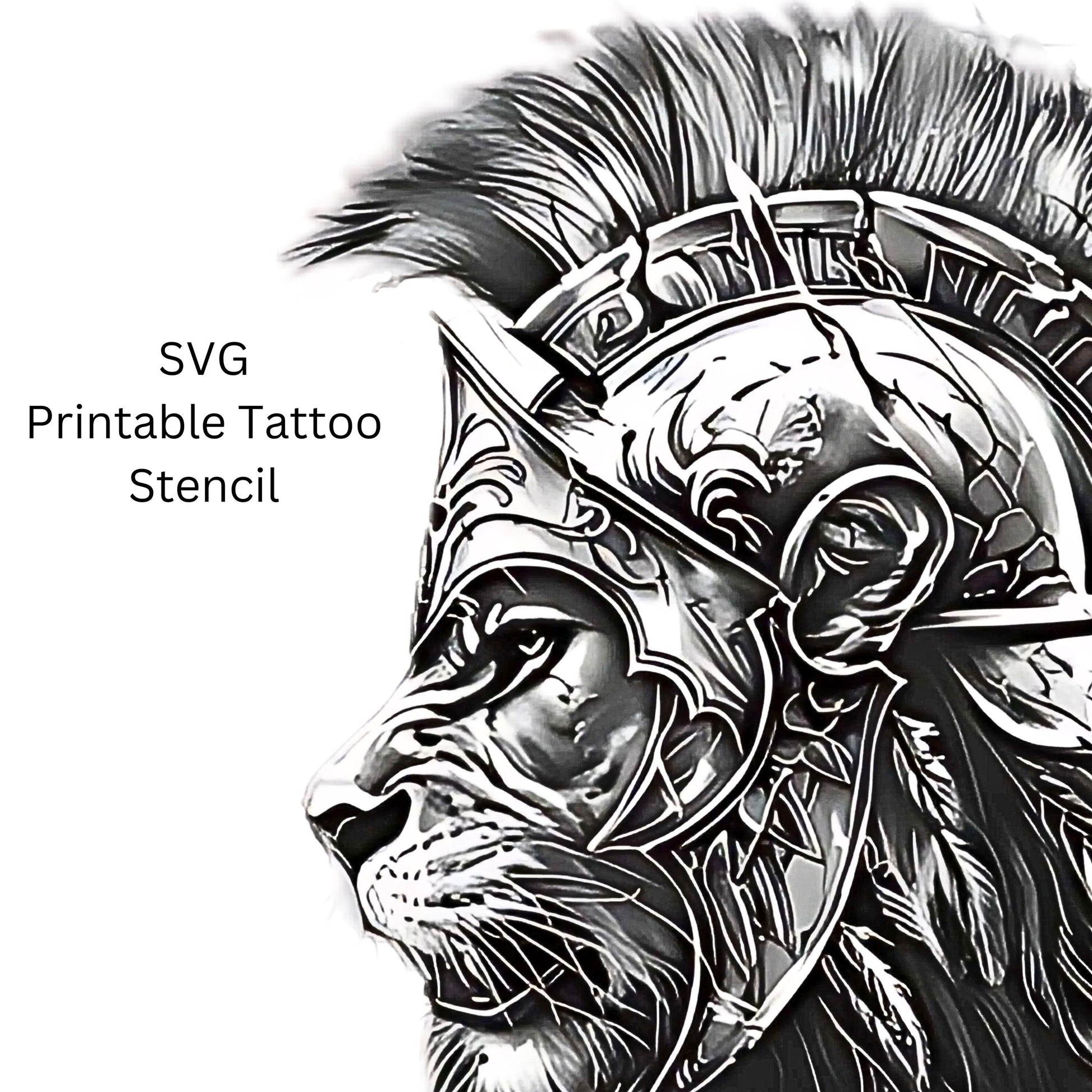 Lion Head Roman Helmet Tattoo Design [ Digital Download ] - Bridgetown Artistry