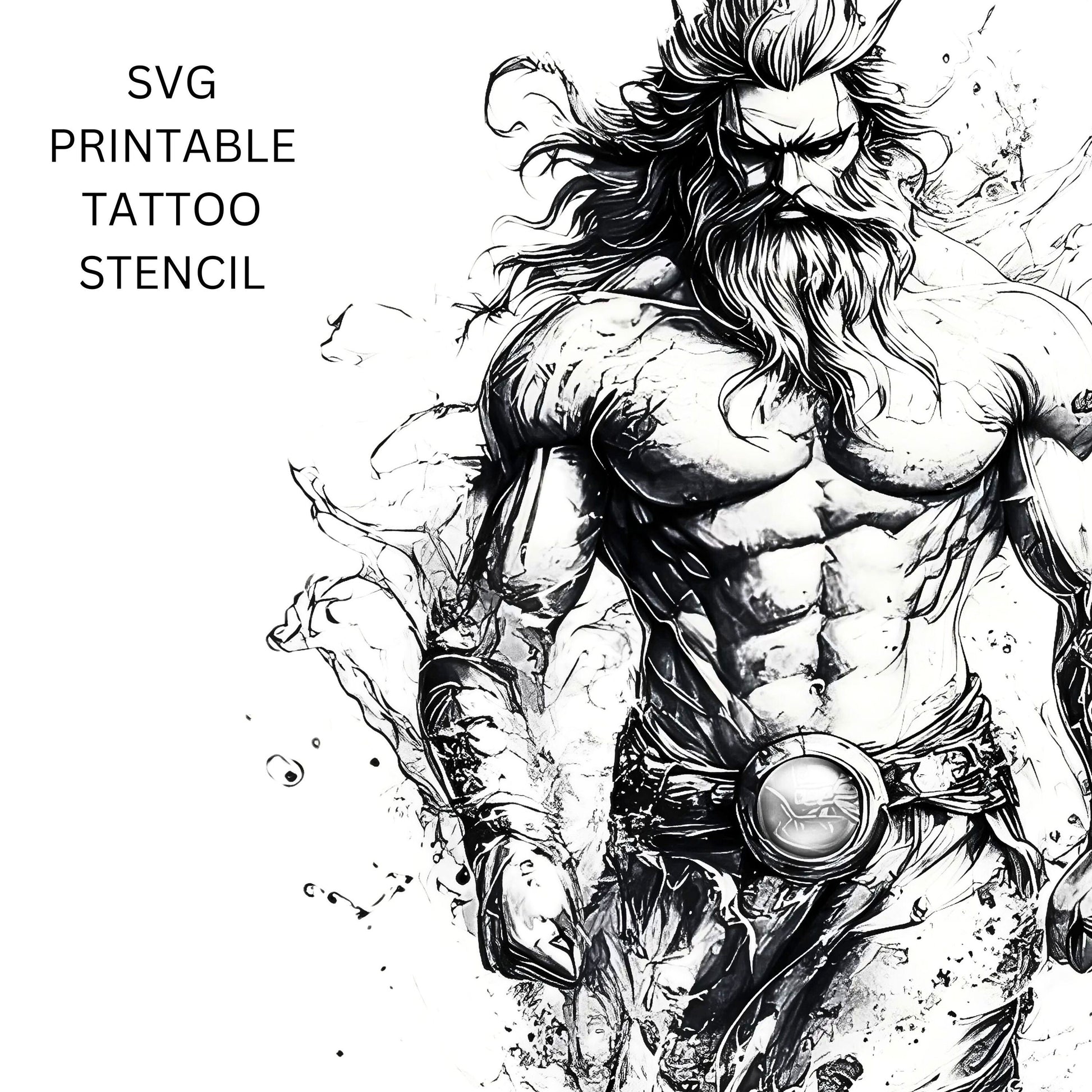 Poseidon Tattoo Design  [ Digital Download ] - Bridgetown Artistry