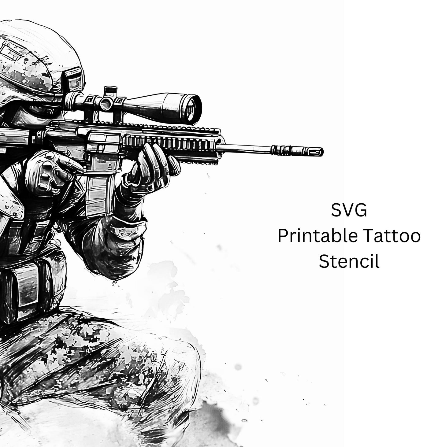 Sniper Soldier Tattoo Design [ Digital Download ] - Bridgetown Artistry