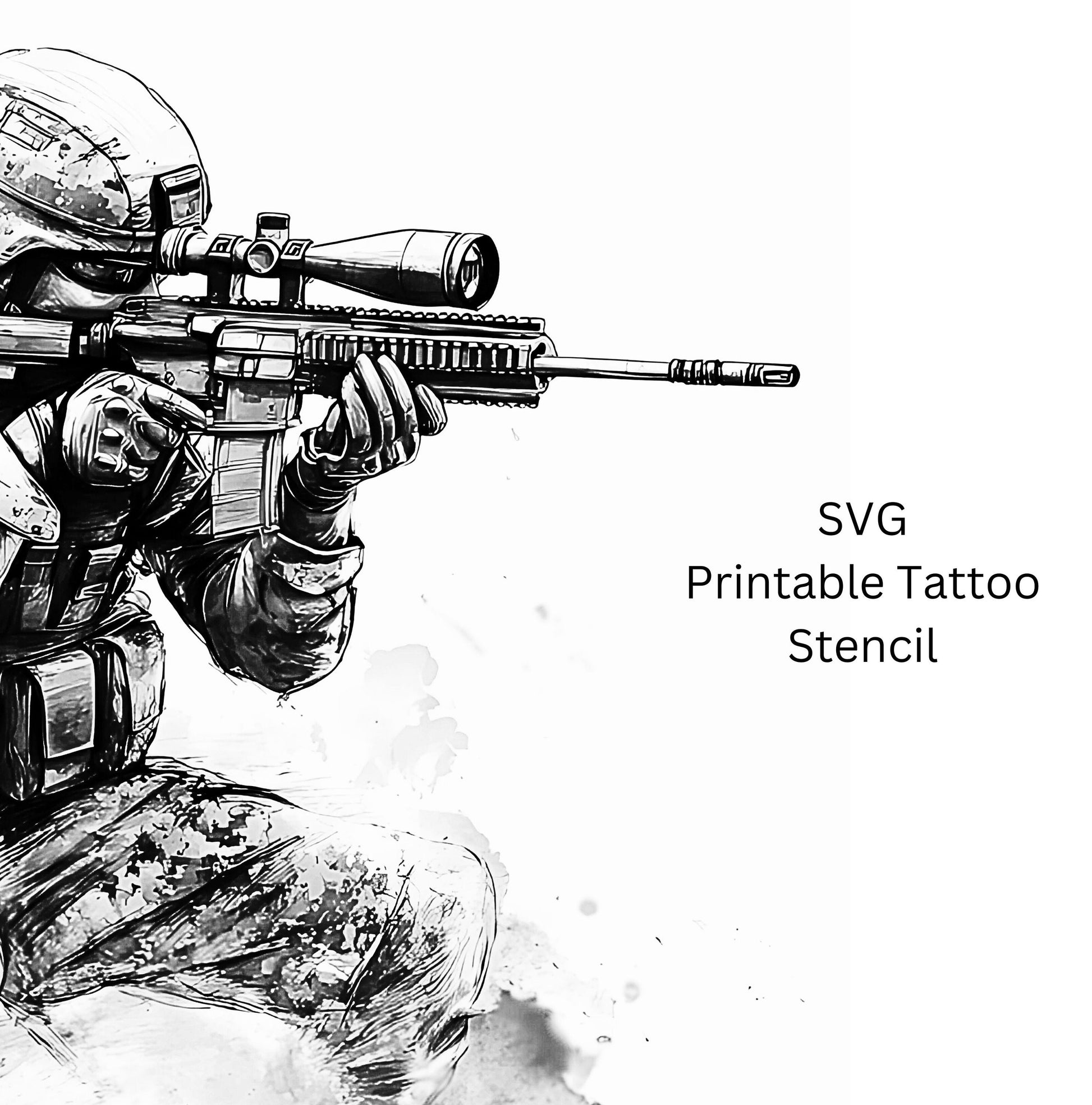 Sniper Soldier Tattoo Design [ Digital Download ] - Bridgetown Artistry