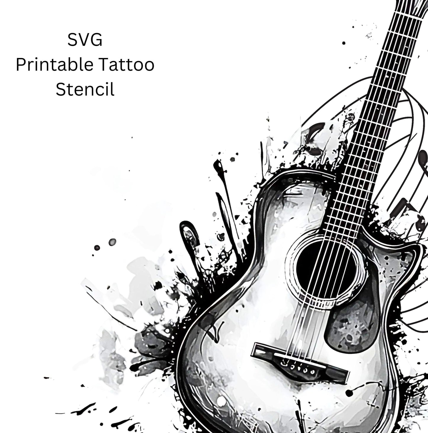 Guitar Notes Tattoo Design  [ Digital Download ]