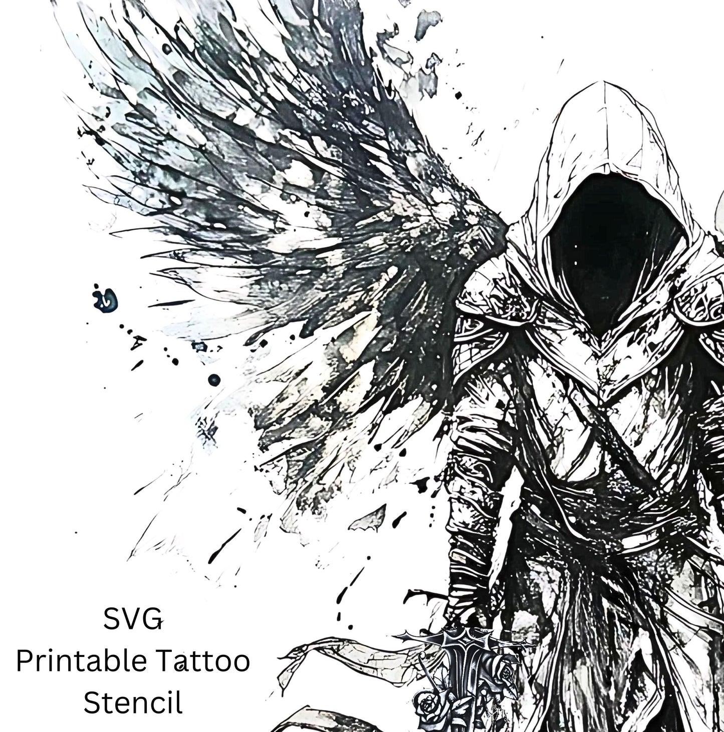 Hooded Angel Tattoo Design [ Digital Download ]