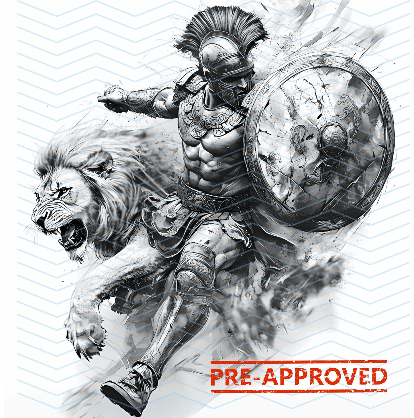 Gladiator Lion Tattoo Design [ Digital Download ]