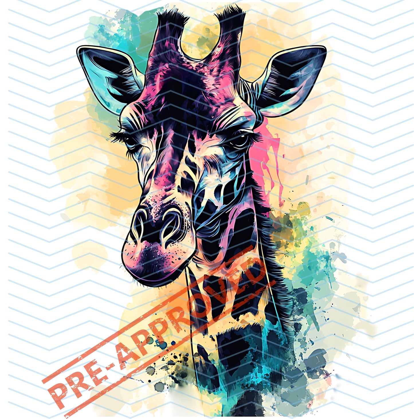 Giraffe Water Color Tattoo Design | High Resolution 4K | Canvas Art | Printable SVG Stencil Included | PNG | Digital Download | Wall Art - Bridgetown Artistry