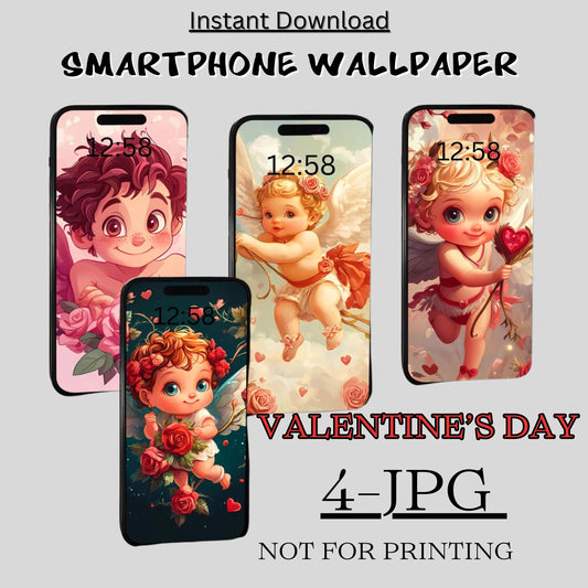 Smartphone Wallpaper Cupid Set of 4 [ Digital Download ] - Bridgetown Artistry