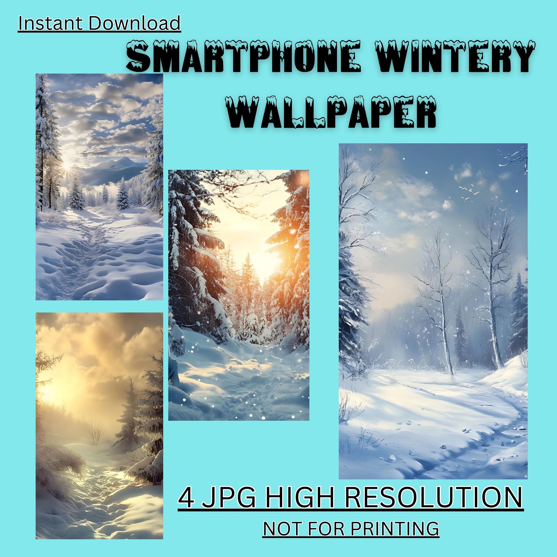 Smartphone Wallpaper Winter Landscape Set of 4 [ Digital Download ] - Bridgetown Artistry