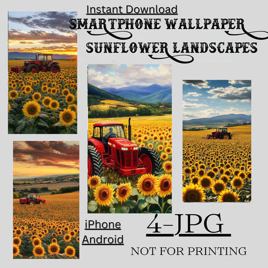 Smartphone Wallpaper Sunflowers Landscape Set of 4 [ Digital Download ] - Bridgetown Artistry