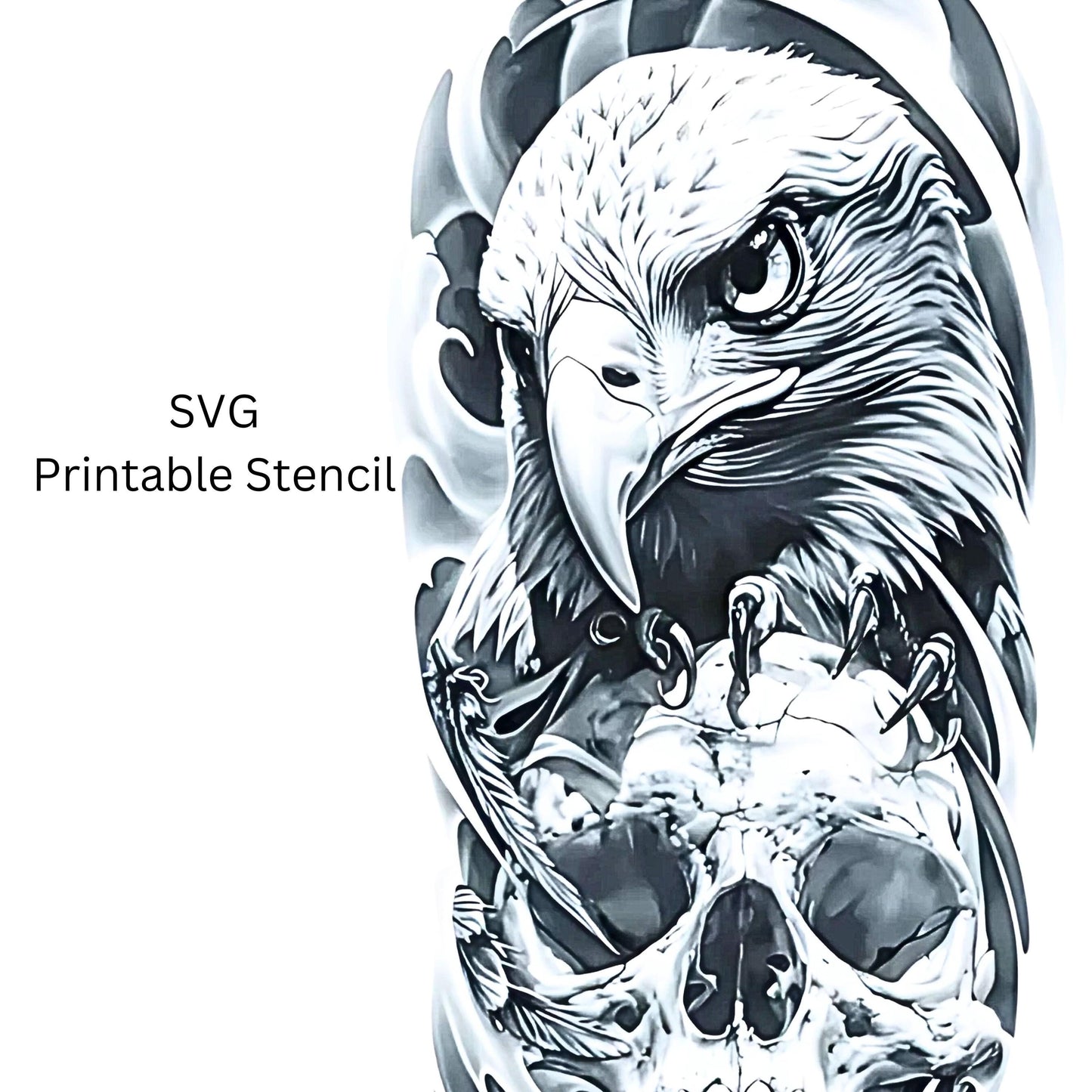 Eagle Skull Eye |Tattoo Design | Canvas Art | Printable SVG Sleeve | Wall Art | Apple Wallpaper | Clip Art  | Digital Download | PNG | - Bridgetown Artistry