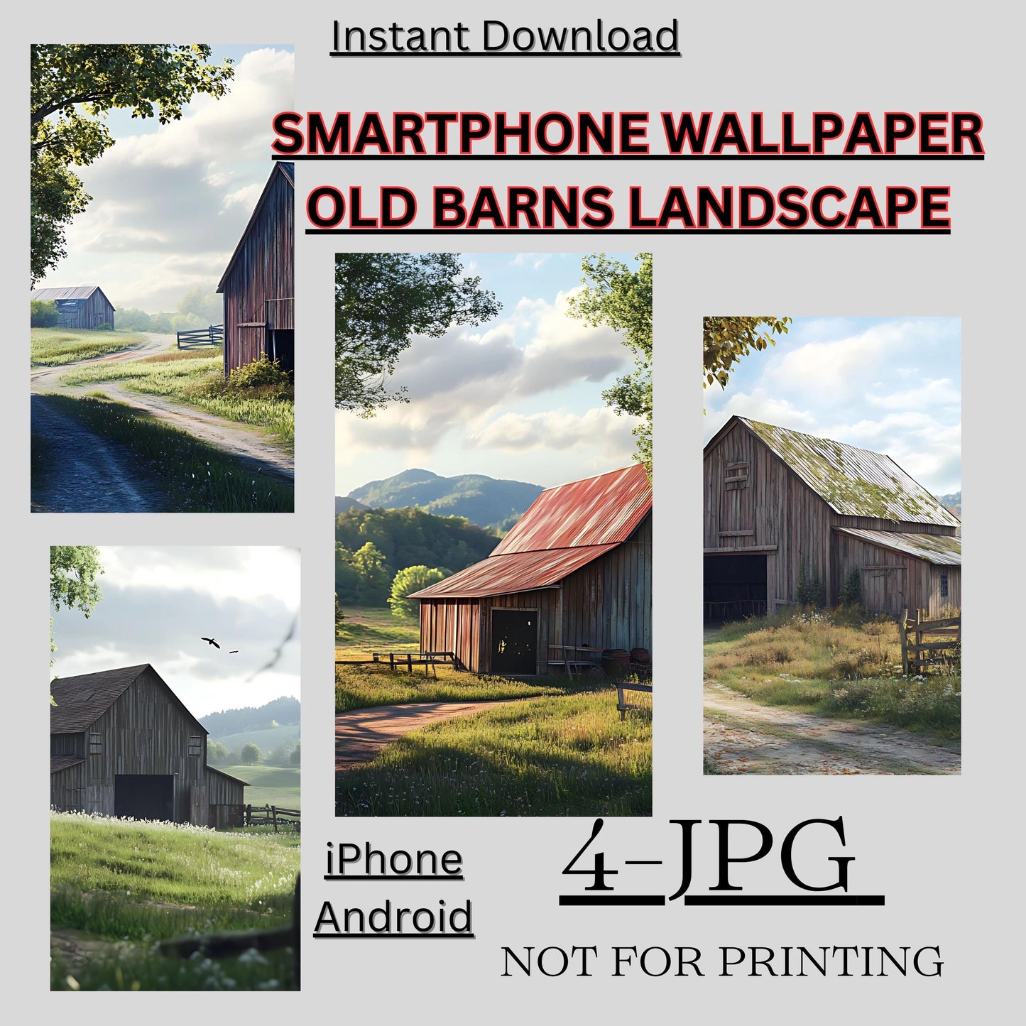 Smartphone Wallpaper Farm Landscape Set of 4 [ Digital Download ] - Bridgetown Artistry