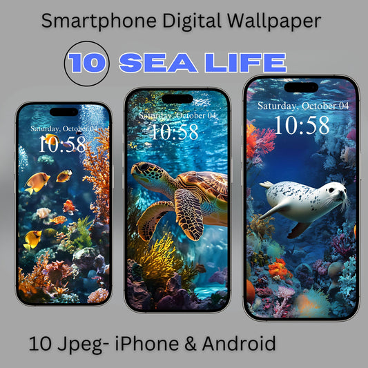 Smartphone Wallpaper Sea Life Set of 10 [ Digital Download ] - Bridgetown Artistry