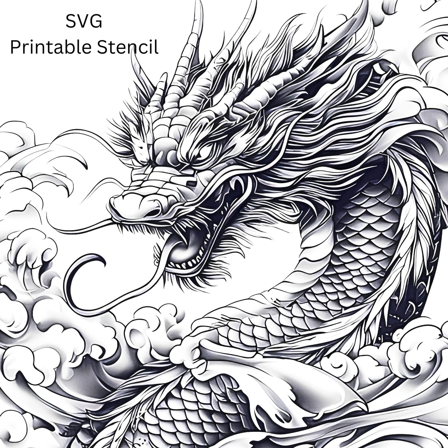 Japanese Dragon Tattoo Design  [ Digital Download ] - Bridgetown Artistry