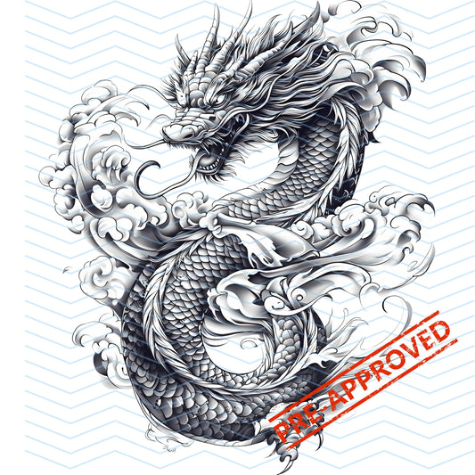 Japanese Dragon Tattoo Design  [ Digital Download ] - Bridgetown Artistry