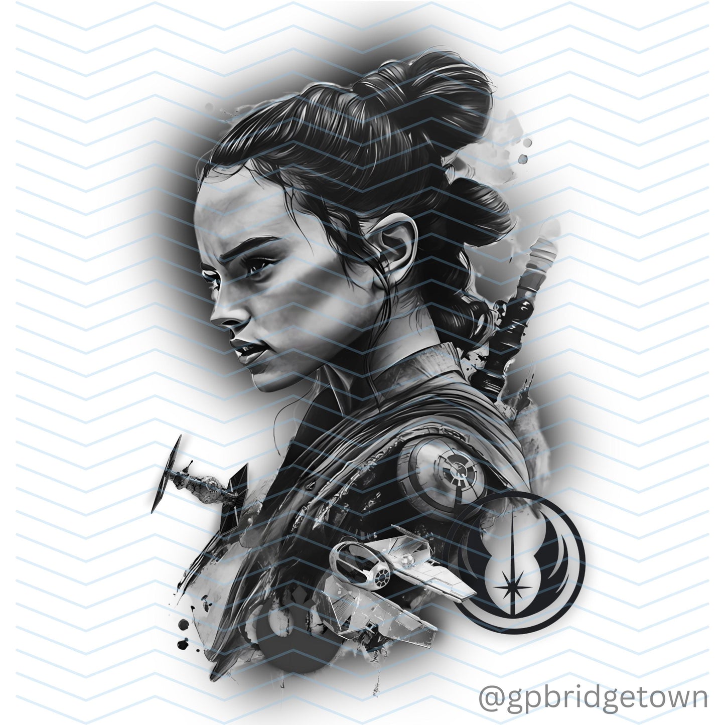 Rey Character Star Wars Tattoo Design [ Digital Download ] - Bridgetown Artistry