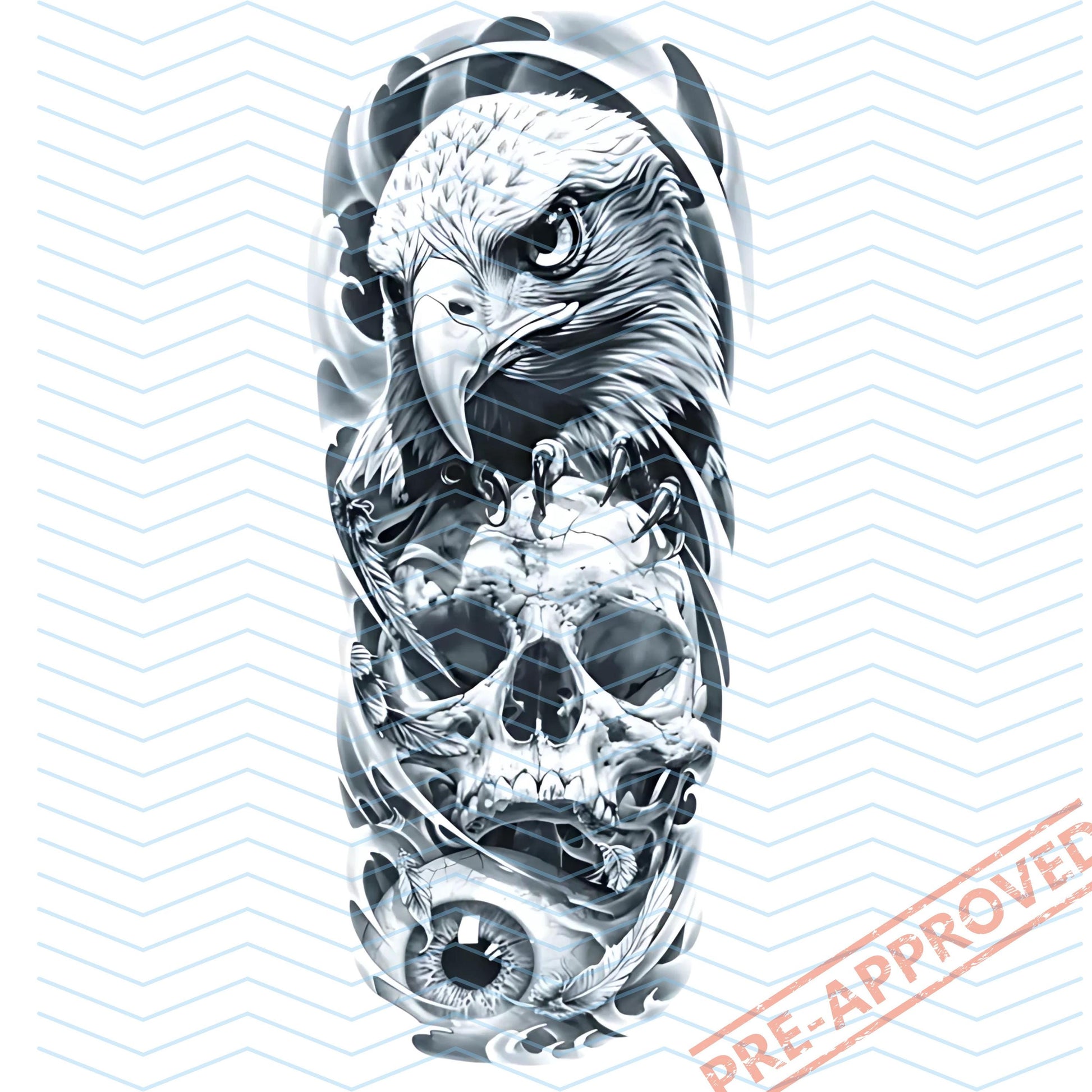 Eagle Skull Eye |Tattoo Design | Canvas Art | Printable SVG Sleeve | Wall Art | Apple Wallpaper | Clip Art  | Digital Download | PNG | - Bridgetown Artistry