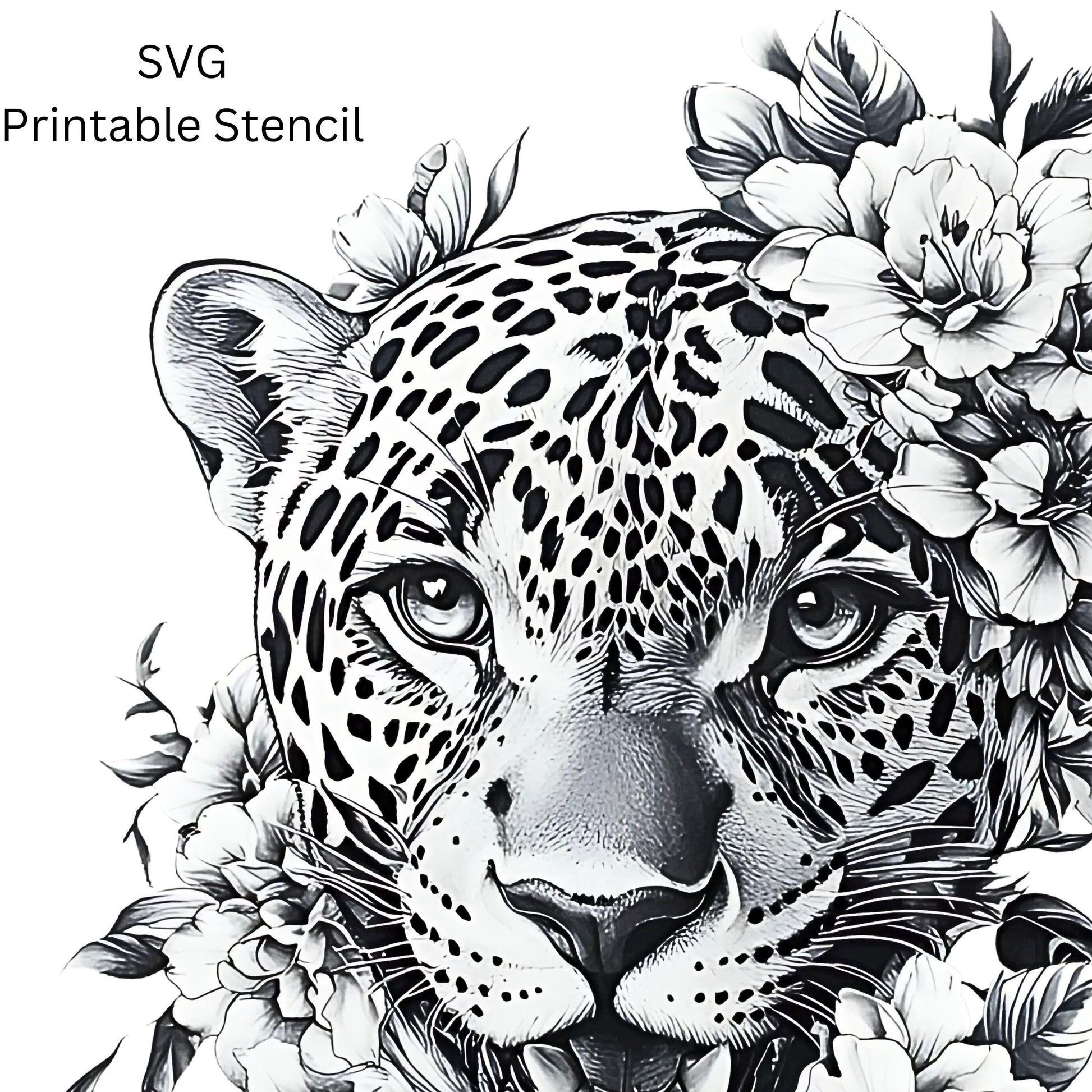 Jaguar Flowers Tattoo Design  [ Digital Download ] - Bridgetown Artistry